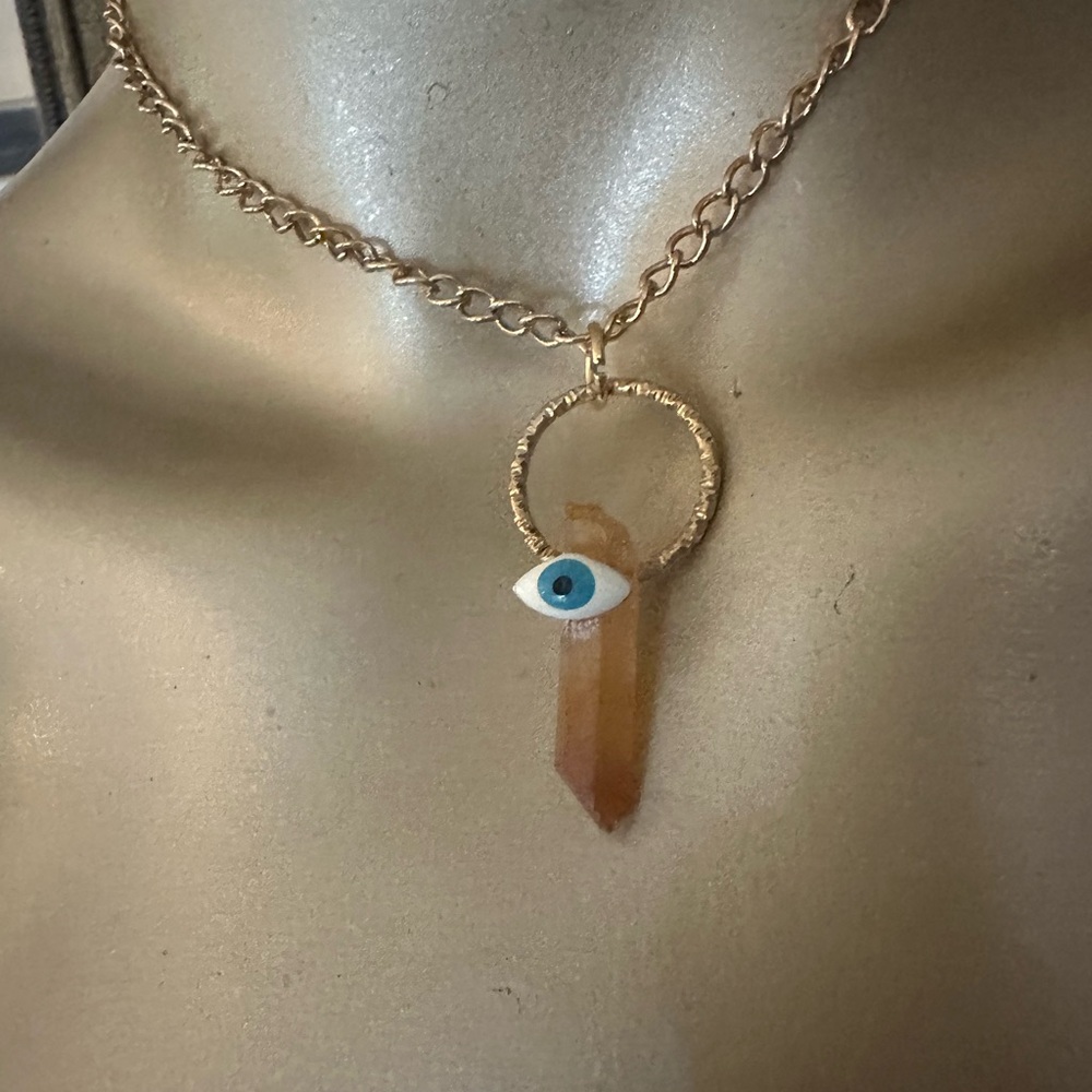 Gold Evil Eye Pendant Necklace